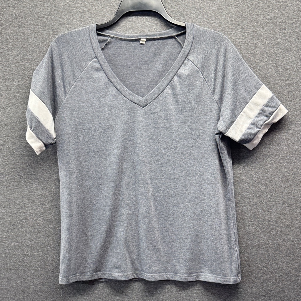 Gray V-Neck Women's Top Size Xl